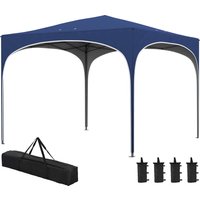 Outsunny Pavillon 2,95 x 2,95 cm Faltpavillon mit UV-Schutz, höhenverstellbares Pop Up Pavillon mit Tragetasche, Sandsack, Oxford, Stahl, Blau von Outsunny