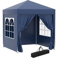 Outsunny Pavillon 2x2m Faltpavillon 4 Seitenwände mit Fenster Tür mit Reißverschluss Festzelt Gartenzelt inkl. Heringe Abspannseile Metall Oxford von Outsunny