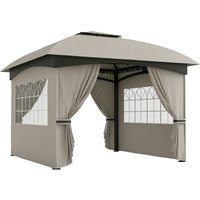 Outsunny Pavillon 3,4x3,4m wasserabweisend Gartenpavillon mit 4 Seitenteilen von Outsunny