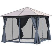 Outsunny Pavillon 3 x 3m Gartenpavillon Partyzelt mit Seitenteilen PC Dach Alu Dunkelgrau von Outsunny