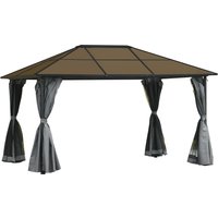 Outsunny Pavillon 4x3m Gartenpavillon Gazebo Partyzelt mit Seitenteilen und Netzseiten, PC Dach aus Aluminium in Dunkelgrau   Aosom.de von Outsunny