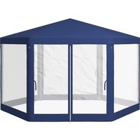 Outsunny Pavillon 4x3m Sechseckig Wasserabweisend Stabil Winterfest Pavillon mit Moskitonetz Partyzelt Gartenzelt mit 6 Seitenteilen Gartenpavillon für Camping Garten, Blau   Aosom von Outsunny