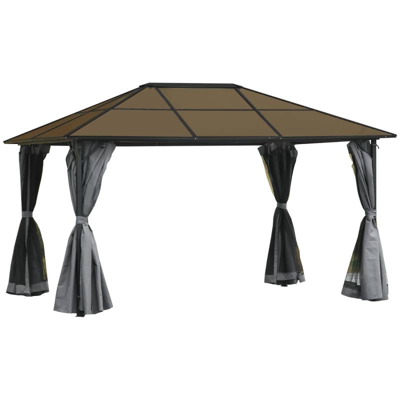 Outsunny Pavillon Alu Eisen Polycarbonat Polyester Grau 300L x 400B x 265H cm von Outsunny