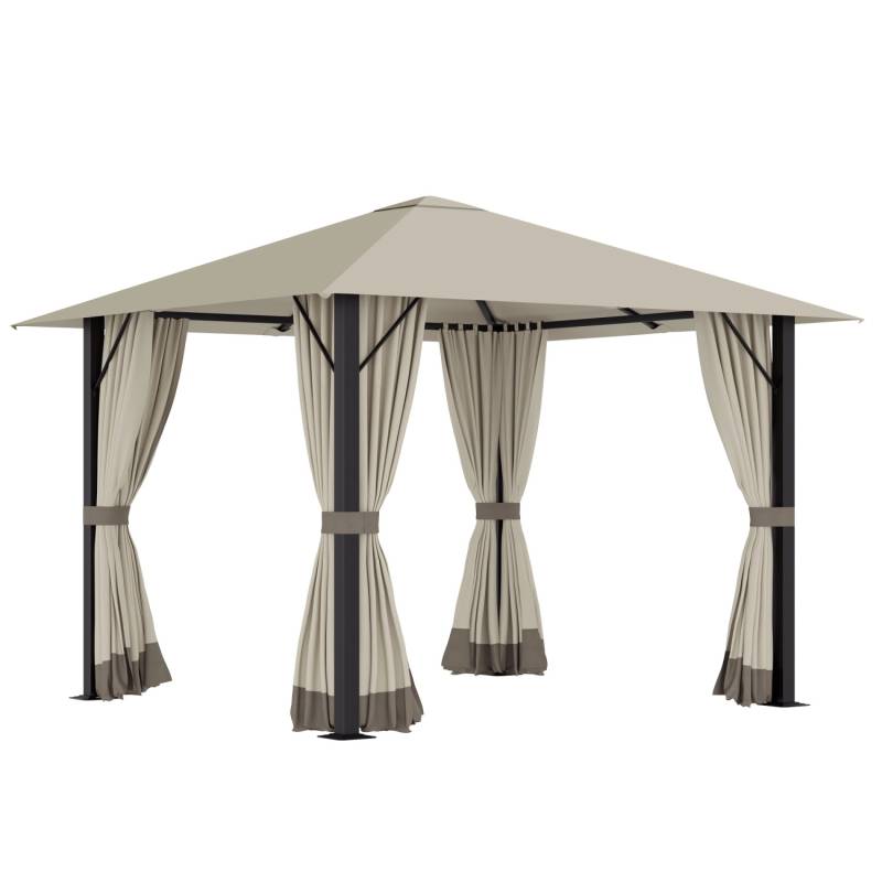 Outsunny Pavillon Aluminium Stahl Polyester Khaki 297L x 297B x 260H cm von Outsunny