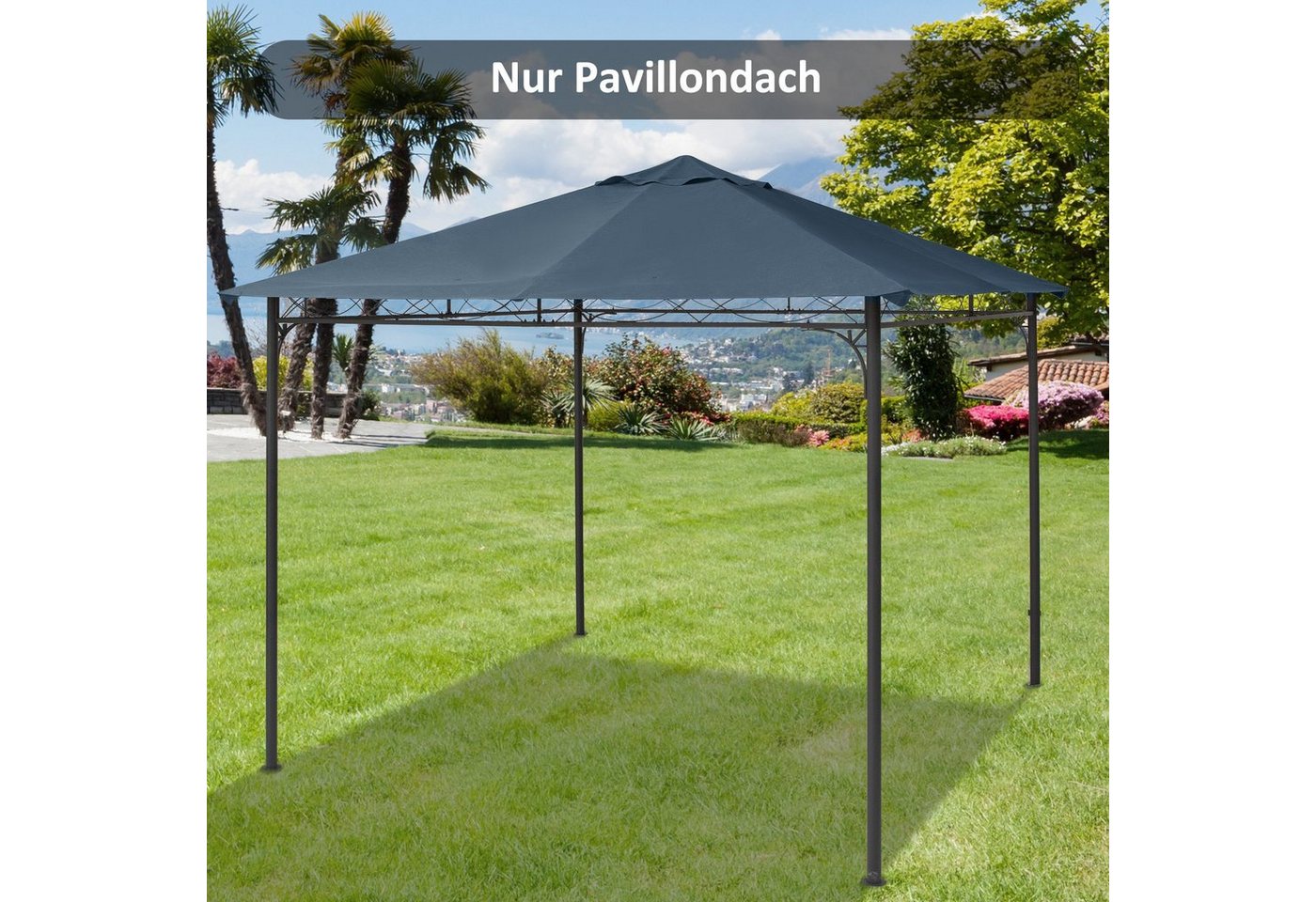 Outsunny Pavillon-Ersatzdach Pavillonabdeckung, Dunkelgrau, 180 g/m², 295 x 295 cm (Ersatzdach, Pavillondach), 298x295 für Metall-Gartenpavillon von Outsunny