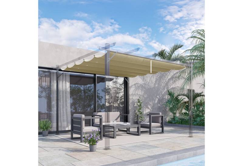 Outsunny Pavillon-Ersatzdach für 4 x 3 m Pergola, mit Regenabflusslöchern, 180 g/m², 350 x 260 cm (Ersatzdach für Pergola, Pergola-Schattenabdeckung), für Garten, Terrasse, Beige von Outsunny