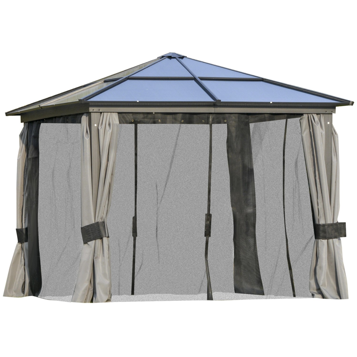 Outsunny Pavillon Metall Polyester PC-Platte Dunkelgrau 295L x 295B x 265H cm Outsunny Pavillon Metall Polyester PC-Platte Dunkelgrau 295L x 295B x 265H cm von Outsunny