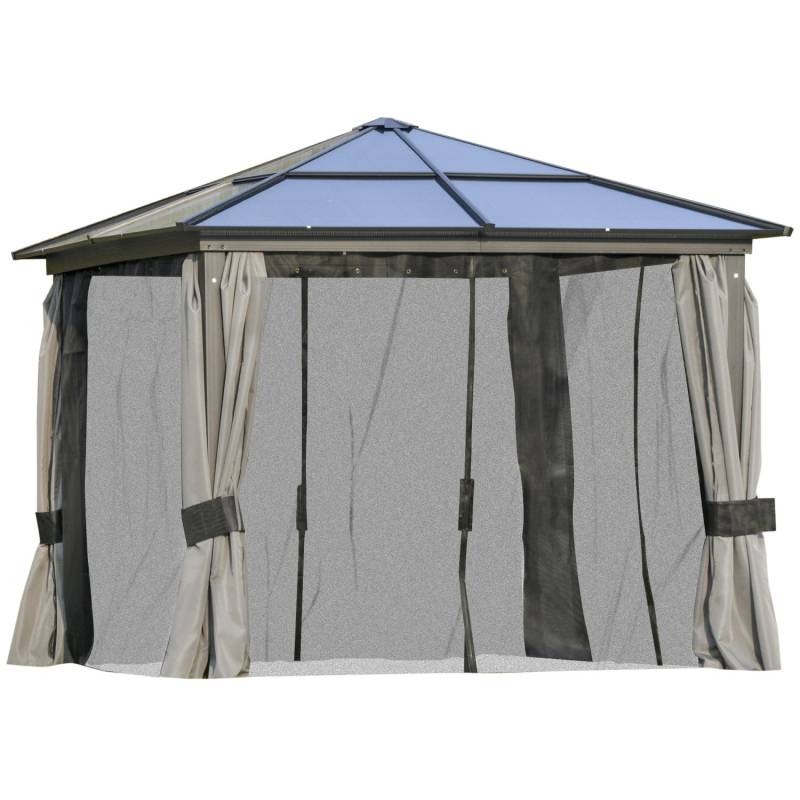 Outsunny Pavillon Metall Polyester PC-Platte Dunkelgrau 295L x 295B x 265H cm von Outsunny