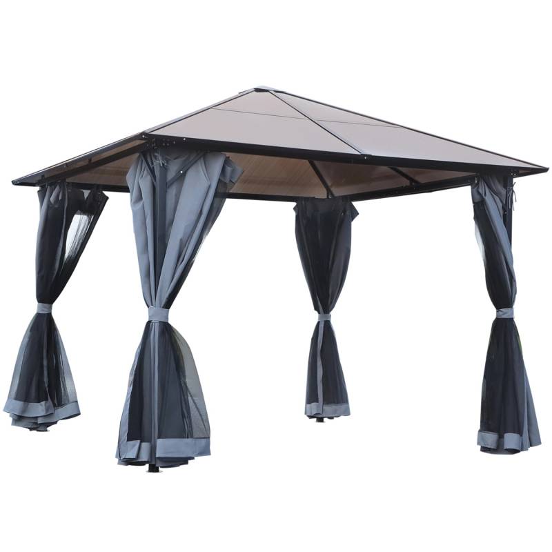 Outsunny Pavillon Metall Polyester Seitenteilen PC Grau 300L x 300B x 265H cm von Outsunny