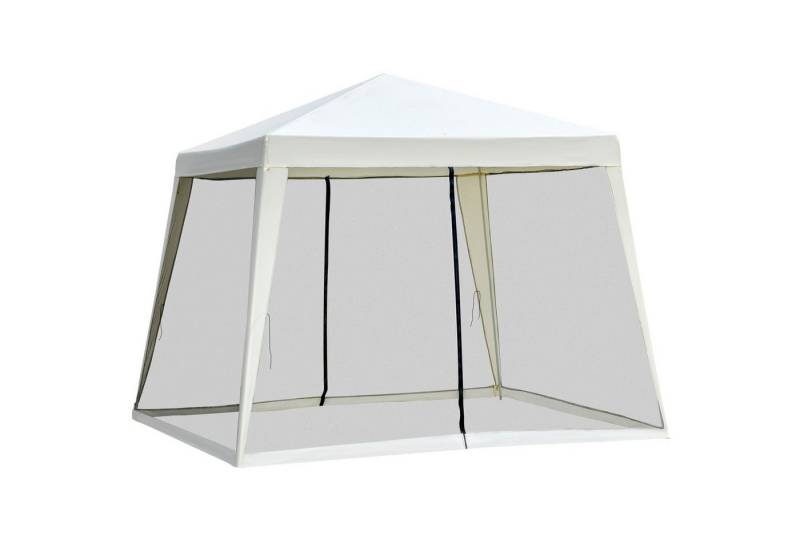 Outsunny Pavillon Partyzelt, Wetterfest, Zelt mit Moskitonetz, mit 4 Seitenteilen, (Gartenzelt, Gartenpavillon), für Garten, Balkon, Cremeweiß von Outsunny