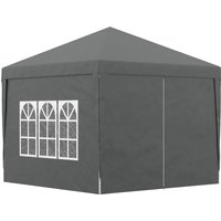 Outsunny Pavillon Partyzelt Faltbarer 3 x 3 m mit 4 abnehmbaren Seitenwänden + Transporttasche Grau   Aosom von Outsunny