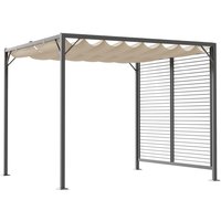 Pavillon, Pergola mit einstellbarem Stoffdach, Partyzelt, Überdachung, Polyester, Beige, 300 x 280 x 238 cm - Outsunny von Outsunny