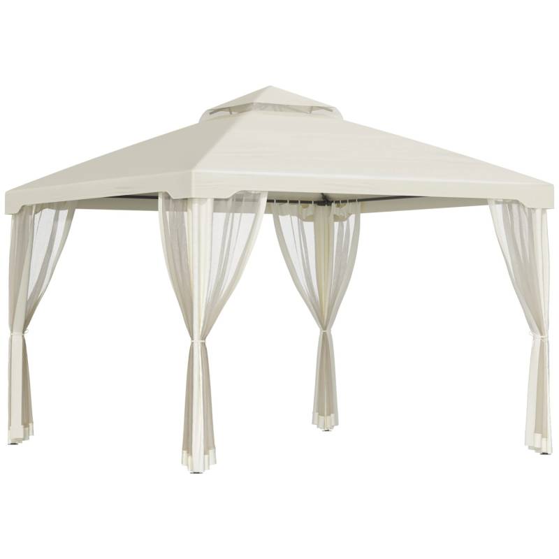 Outsunny Pavillon Polyester Metall Cremeweiß 294L x 294Bx 265H cm von Outsunny