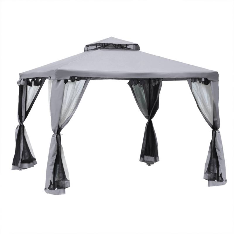 Outsunny Pavillon Polyester Metall Hellgrau 294L x 294B x 265H cm von Outsunny