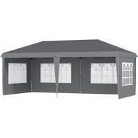 Outsunny Pavillon Pop-Up Faltbar - Empfangszelt - 3 x 6 m - Zeltzelt Pavillon Barnum - 3 abnehmbare Seiten - Bodenanker + Transporttasche inklusive Grau   Aosom von Outsunny
