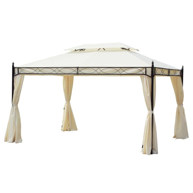 Outsunny Pavillon Stahl Polyester Cremeweiß 300L x 400B x 280H cm von Outsunny