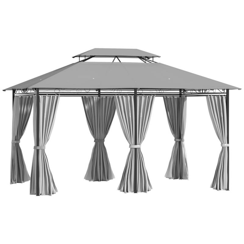 Outsunny Pavillon Stahl Polyester-Gewebe Dunkelgrau 300L x 400B x 265H cm von Outsunny