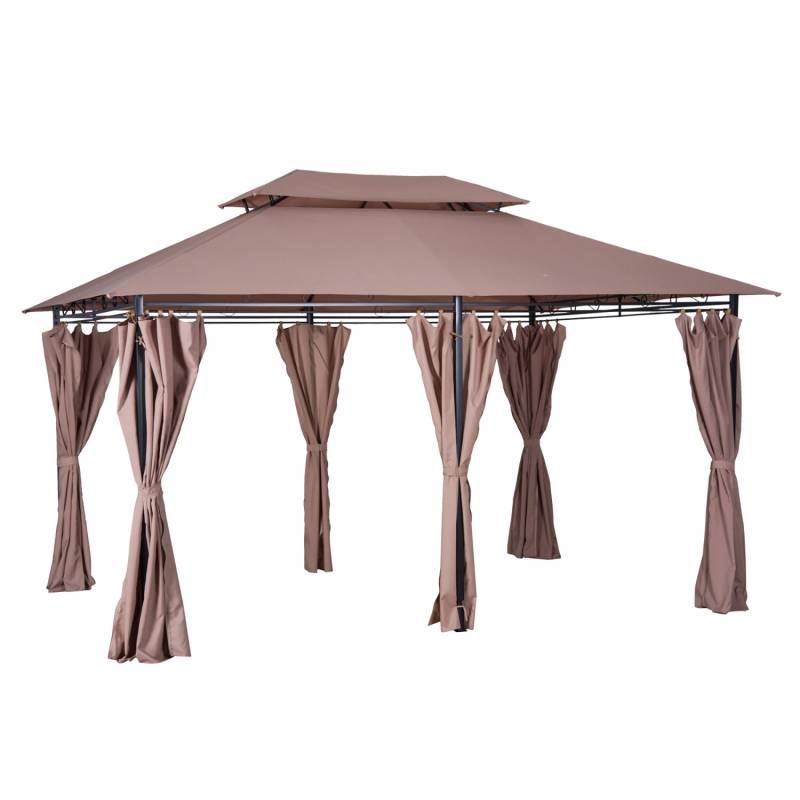 Outsunny Pavillon Stahl Polyester-Gewebe Khaki 300L x 400B x 280H cm von Outsunny