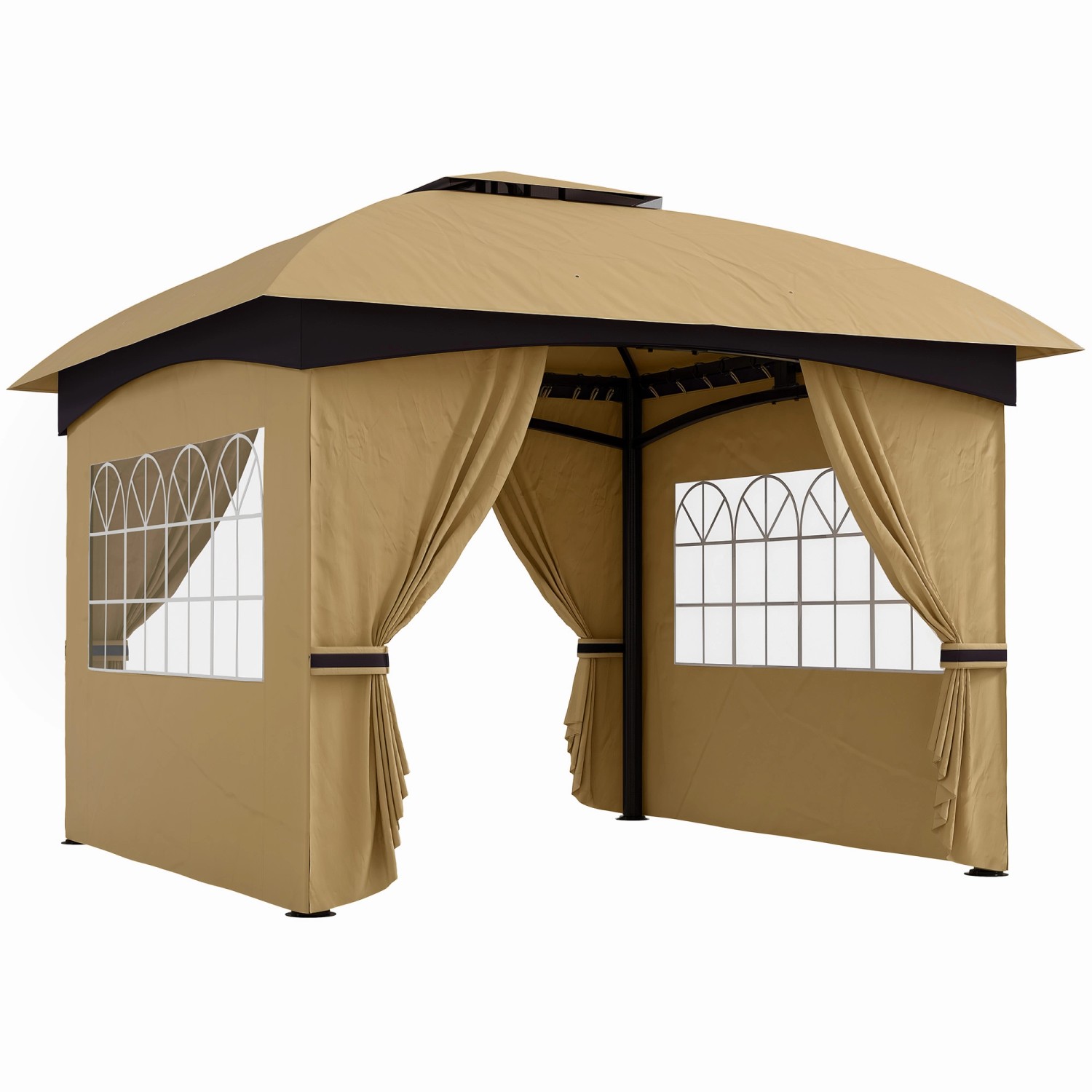 Outsunny Pavillon Verzinktes Metall Polyester Beige 335L x 335B x 285H cm von Outsunny