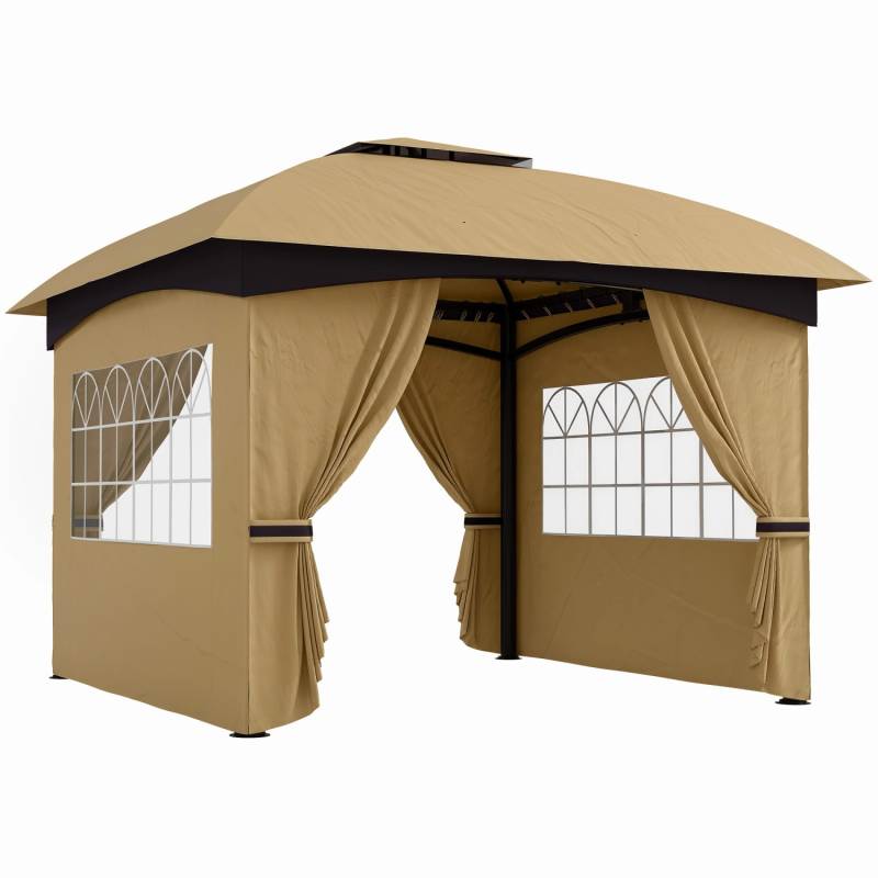 Outsunny Pavillon Verzinktes Metall Polyester Beige 335L x 335B x 285H cm von Outsunny