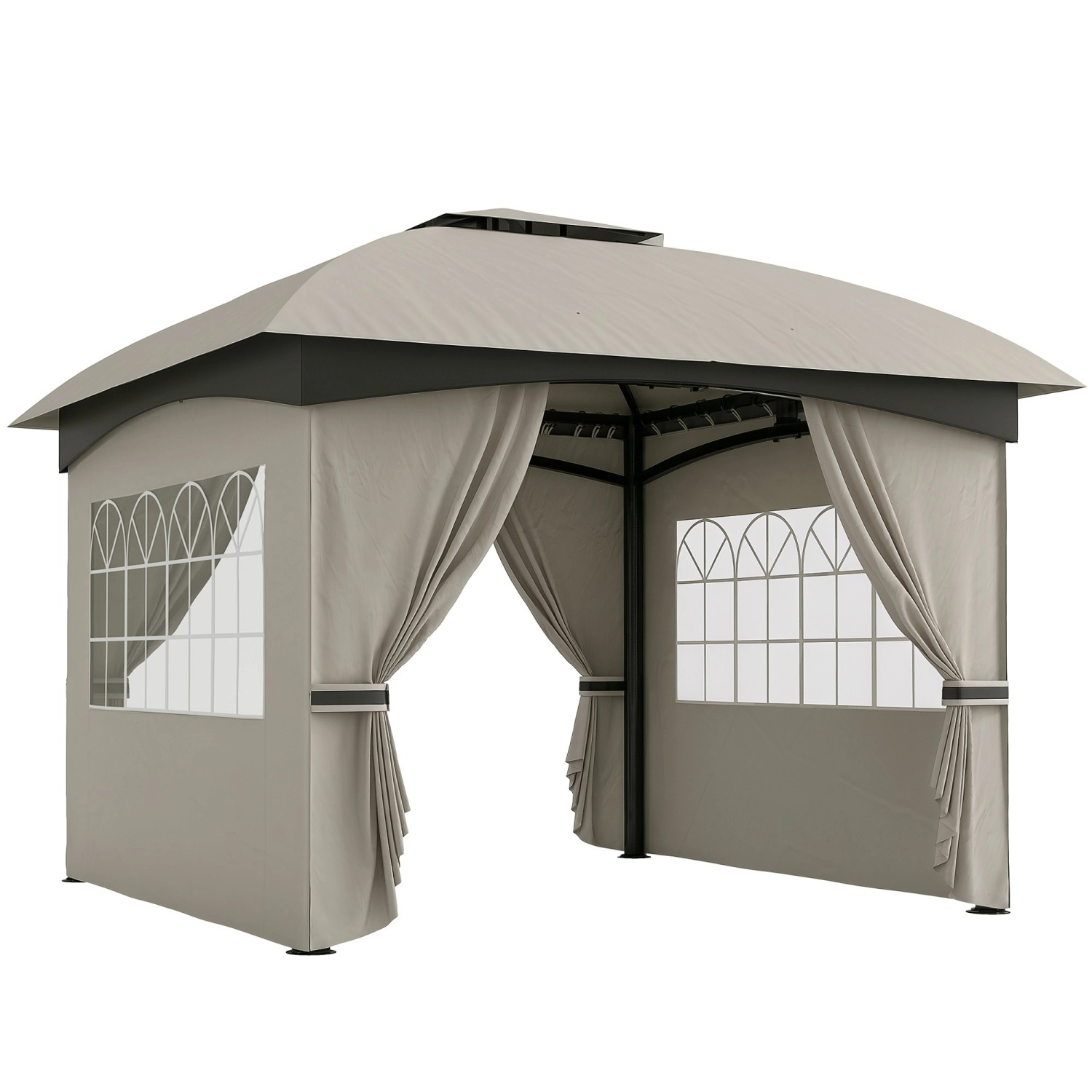 Outsunny Pavillon Verzinktes Metall Polyester Hellgrau 335L x 335B x 285H cm von Outsunny