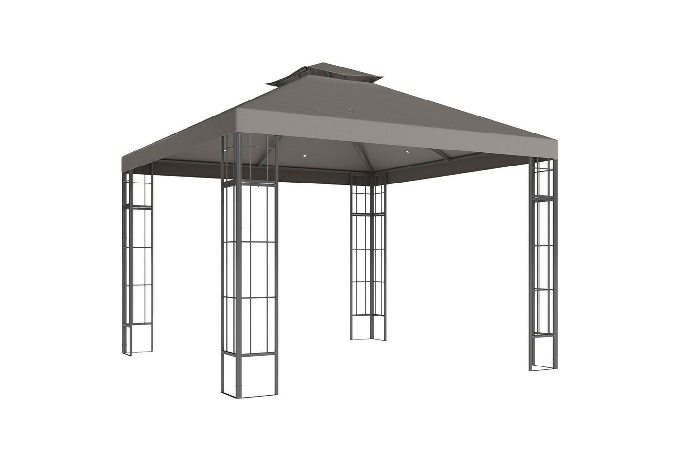 Outsunny Pavillon mit Doppeldach, ca. 3x3 m, wasserabweisend, UV-beständig, mit 0 Seitenteilen, (Garten-Pavillon aus Metall, stabil winterfest Gartenpavillon), aus Metall, für Garten, Terrasse, Dunkelgrau von Outsunny