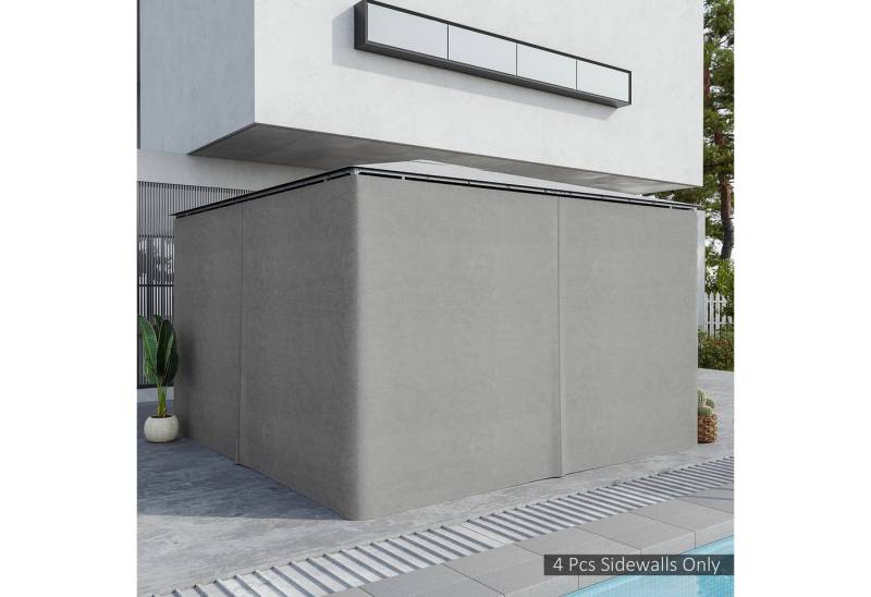 Outsunny Pavillonseitenteil 4 Seitenteile, mit Haken, 352x205 cm, für 3x4m Pavillons) Gartenpavillon, [1-St. Pavillon, für Garten, Hellgrau von Outsunny