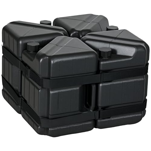 Outsunny Pavillonstandfüße 4er-Set Gewichte mit Griff Standsicherung mit Wasser/Sand Befüllbar für Faltpavillon, Partyzelt, HDPE, Schwarz von Outsunny