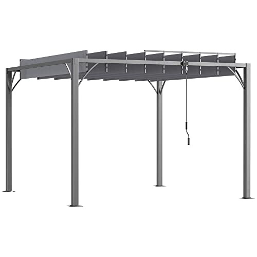 Outsunny Pergola 3 x 3 m Bioklimatische Pergola mit verstellbaren Lamellen zeitgenössischer Stil UV 50+ Aluminiumstruktur - grau von Outsunny
