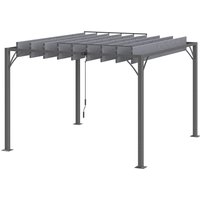 Outsunny Pergola 3 x 3 m bioklimatische Pergola mit verstellbaren Lamellen im zeitgenössischen Stil UV 50+ Aluminiumstruktur - grau   Aosom von Outsunny