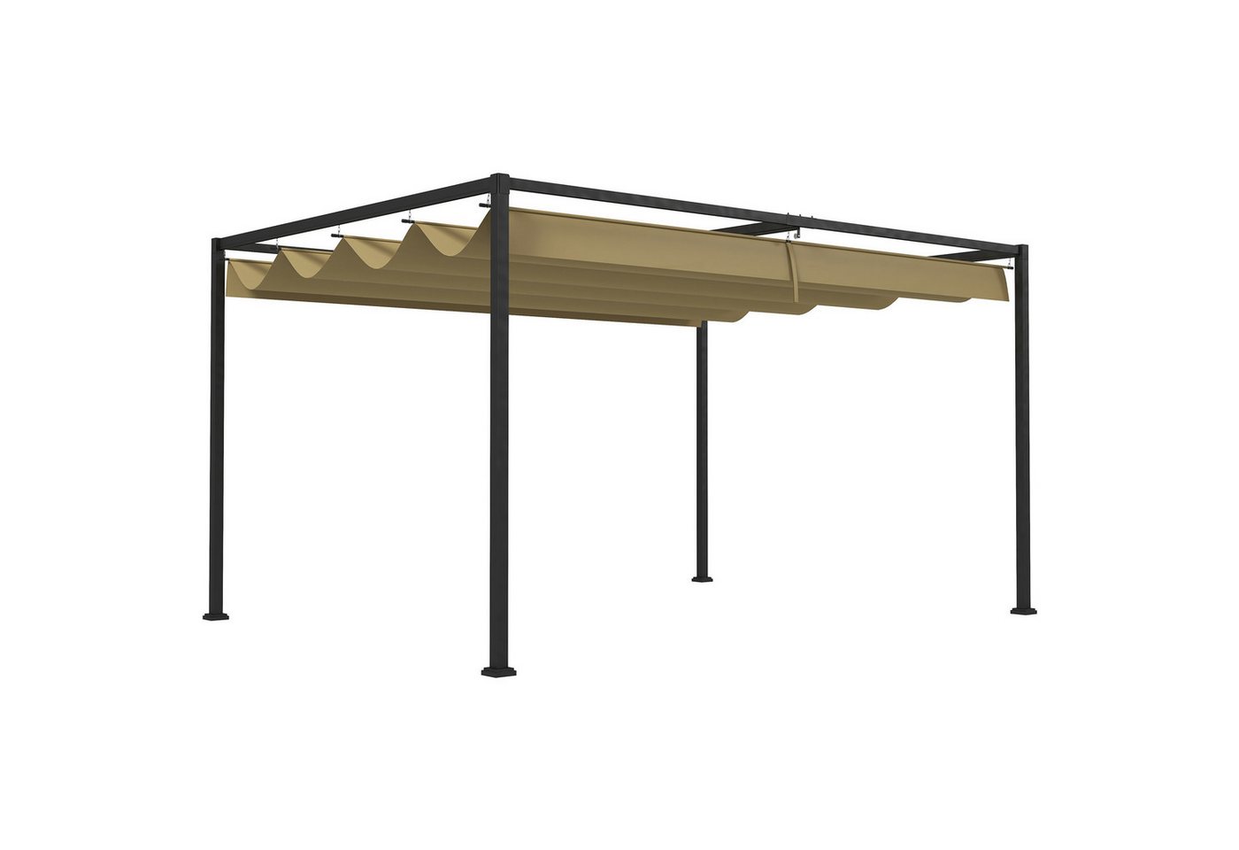 Outsunny Pergola 4x3m, aus Stahl, mit verstellbares Dach, Freistehend, BxTxH: 400x300x222 cm, (Garten Pavillon, 1-tlg., Terrassendachung), Sonnenschutz für Terrasse und Garten, Khaki von Outsunny