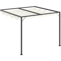 Outsunny Pergola Pavillon 3 x 3 m Gartenpavillon BBQ-Pavillon mit Stoffdach Terassenüberdach wetterfest Wand Anbau Metall Polyester Cremeweiß   Aosom von Outsunny