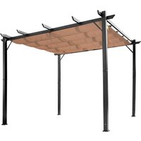 Outsunny Pergola Pavillon 3 x 4 m mit einstellbarem Stoffdach aus Aluminium, Sonnenschutz Überdachung für Terrasse und Garten in Grau und Braun   Aosom.de von Outsunny