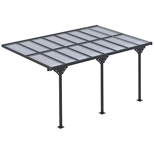 Outsunny Pergola Pavillon 4 x 3 m Gartenpavillon Überdachung Zelt 231-250 cm höhenverstellbar Sonnenschutz Terrassendach Anbaupavillion Aluminium Grau von Outsunny