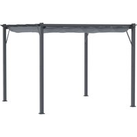 Outsunny Pergola Pavillon  Terrassenüberdachung mit Schiebedach, Garten, Aluminium, Kohlegrau+Dunkelgrau, 3x3x2,23m  Aosom von Outsunny