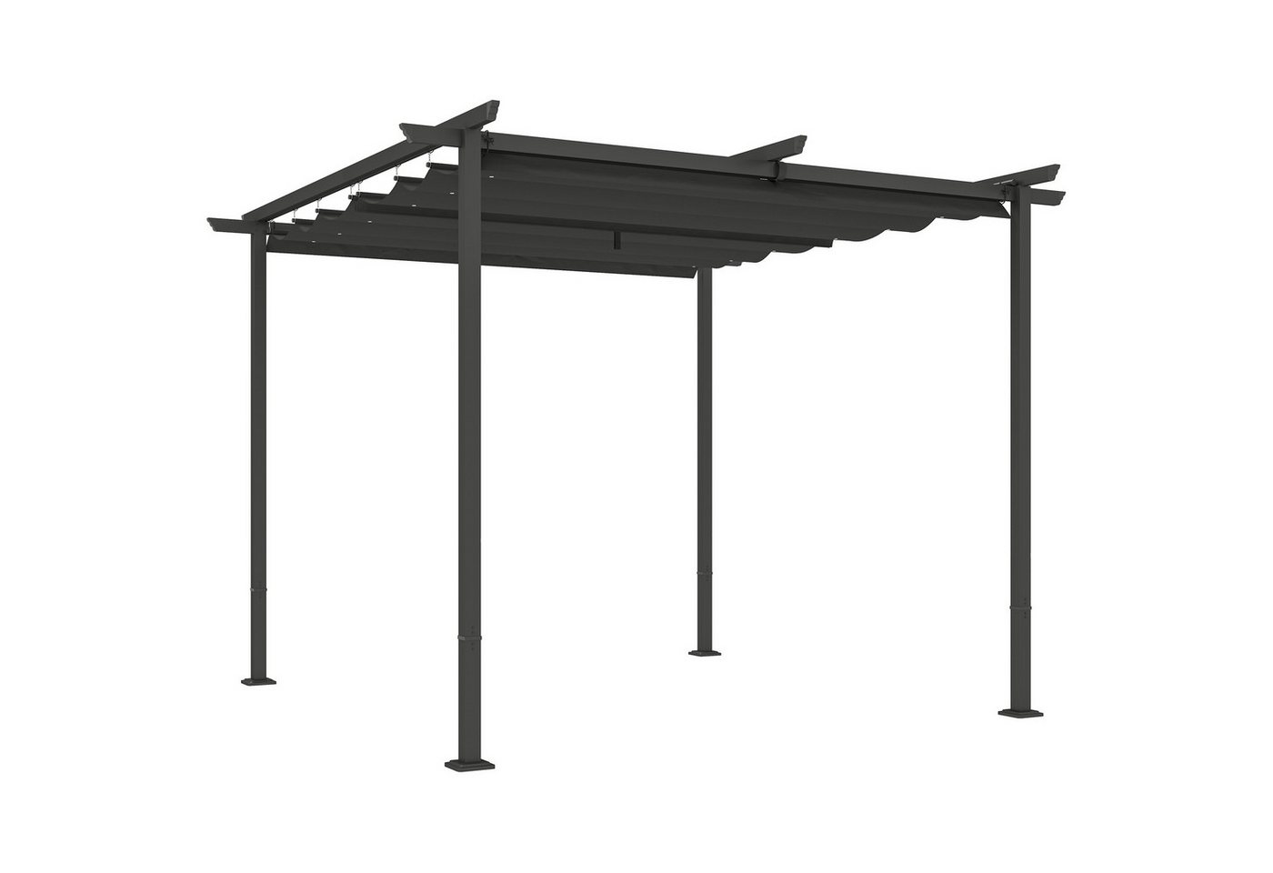 Outsunny Pergola aus Metall, mit Verstellbares Dach, UV Schutz 30+, BxTxH: 300x300x227 cm, (Terrassendachung, 1-tlg., Gartenpavillon), Freistehender Sonnenschutz für Terrasse und Garten, Dunkelgrau von Outsunny