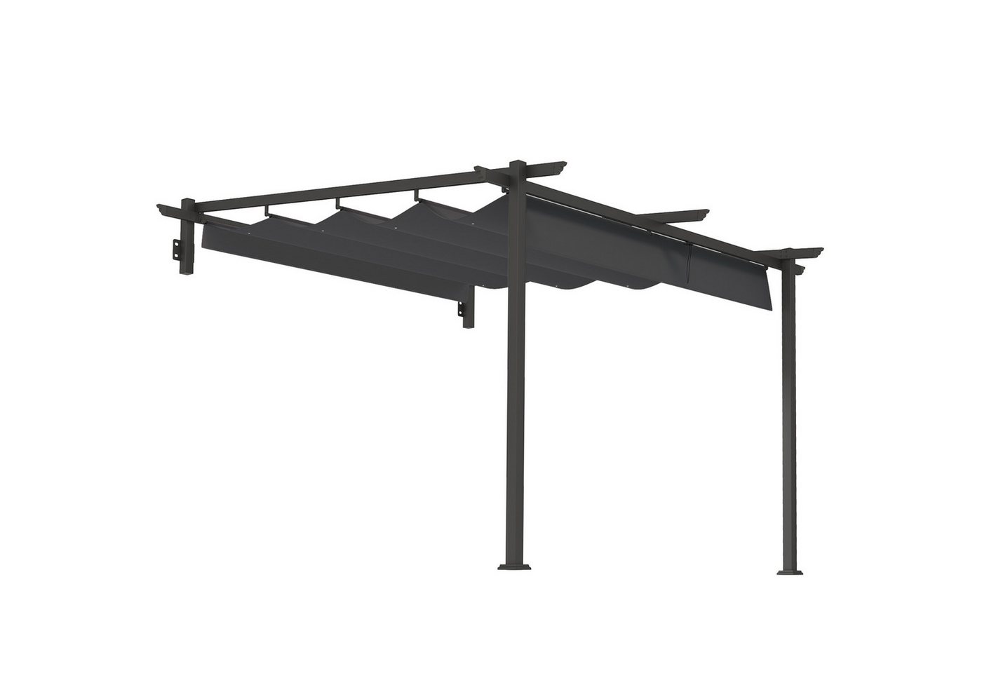Outsunny Pergola ca. 3x3m, aus Aluminium, Wandmontage, mit Verstellbares Dach, BxTxH: 297x297x230 cm, (Terrassendach, 1-tlg., Terrassendachung), Sonnenschutz für Terrasse und Garten, Dunkelgrau von Outsunny