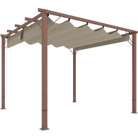 Pergola ca. 3x3m Garten Pavillon mit Magnetbefestigung, Terrassendachung aus Aluminium, Gartenpavillon mit verstellbares Dach, Freistehend, uv Schutz von Outsunny