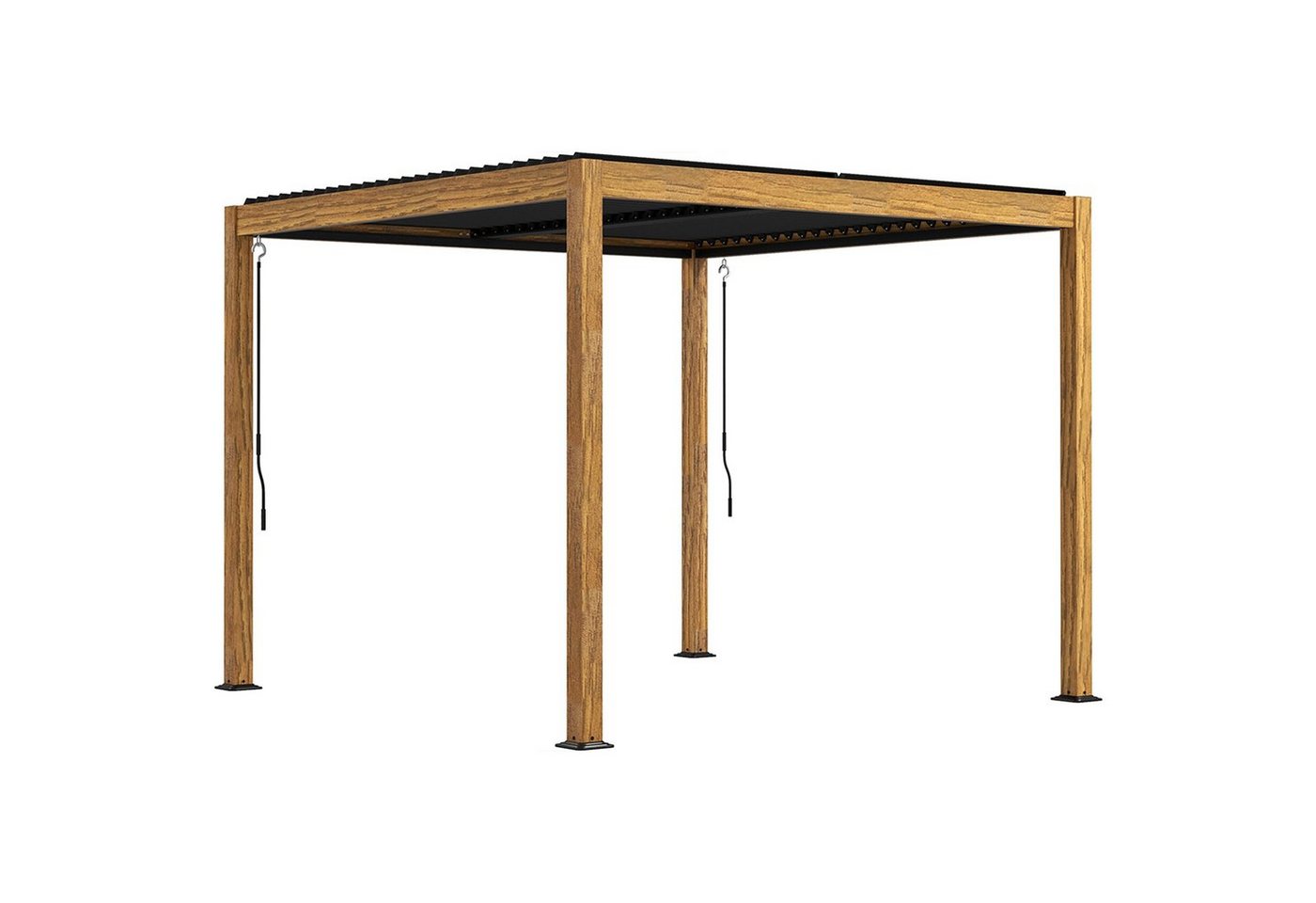 Outsunny Pergola ca.3 x 3 m Pavillon, Gartenpavillon mit Vorhängen, UV-Schutz, BxTxH: 297x297x228 cm, (Überdachung, 1-tlg., Terrassenpavillon), für Hof, Balkon, Alu, Natur von Outsunny