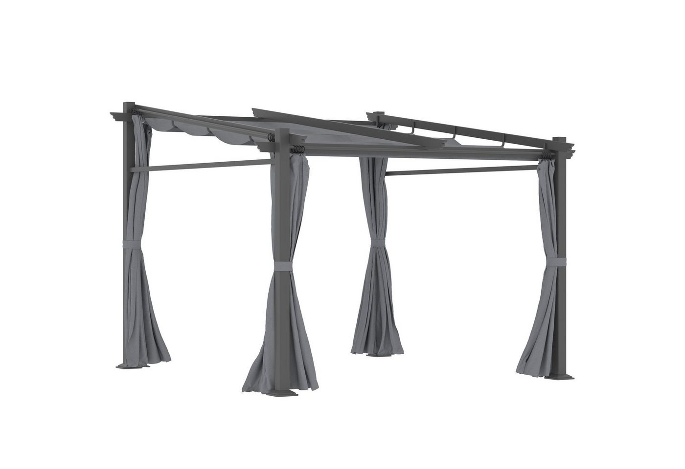 Outsunny Pergola inklusive Befestigungsmaterial, ausziehbares Dach, BxTxH: 297x295x230 cm, (Pavillon, 1-tlg., Pergola), für Garten, Balkon, Dunkelgrau von Outsunny