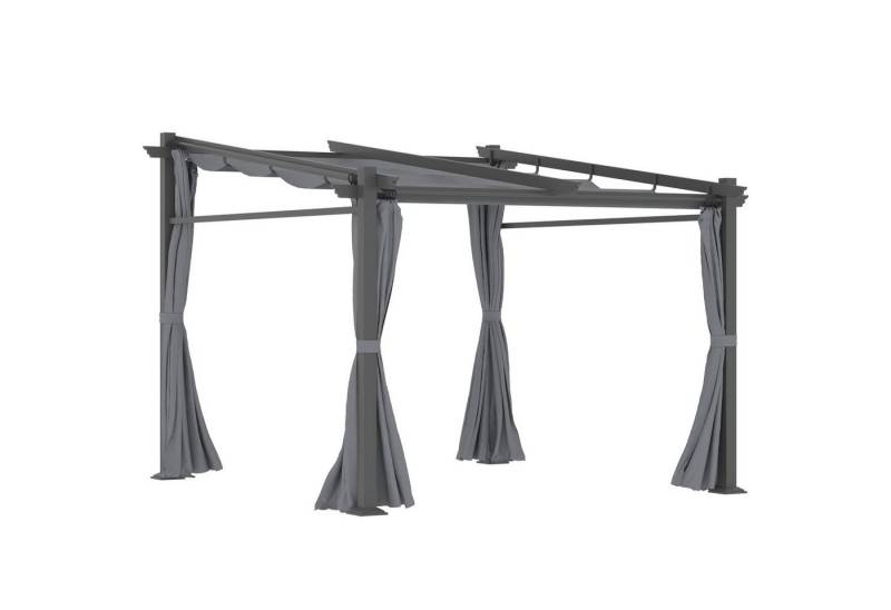 Outsunny Pergola inklusive Befestigungsmaterial, ausziehbares Dach, BxTxH: 297x295x230 cm, (Pavillon, 1-tlg., Pergola), für Garten, Balkon, Dunkelgrau von Outsunny