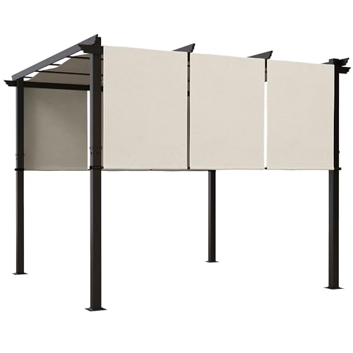 Outsunny Pergola mit 3 Schiebeplanen 3 x 3 m Stahlstruktur hochdichtes Polyestergewebe beige Outsunny Pergola mit 3 Schiebeplanen 3 x 3 m Stahlstruktur hochdichtes Polyestergewebe beige von Outsunny