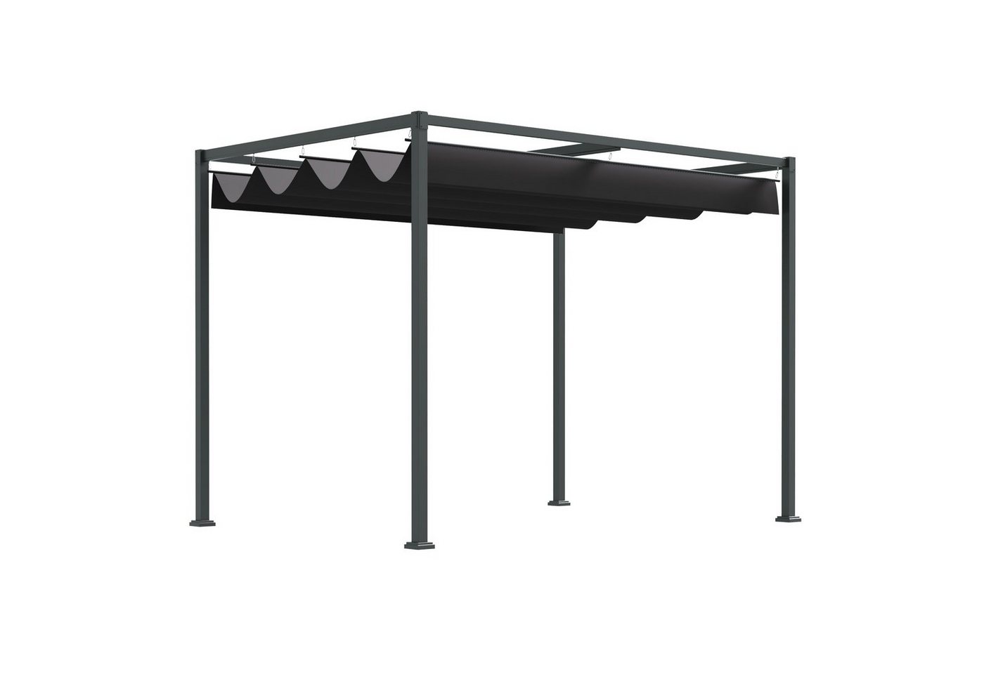 Outsunny Pergola mit Schiebedach, BxTxH: 213x213x221 cm, (Pavillon, 1-tlg., Terrassenüberdachung), für Garten, Balkon, Schwarz von Outsunny