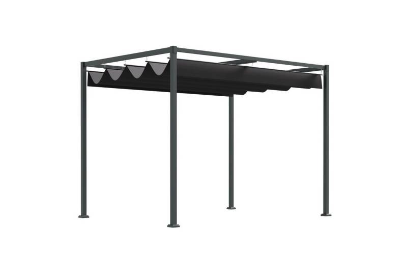 Outsunny Pergola mit Schiebedach, BxTxH: 213x213x221 cm, (Pavillon, 1-tlg., Terrassenüberdachung), für Garten, Balkon, Schwarz von Outsunny