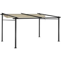 Outsunny Pergola mit ausziehbarer Schiebeplane 4 x 3 m, pulverbeschichtete Metallstruktur, Polyester Hochdicht 180 g/m² inklusive Beige   Aosom von Outsunny