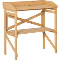 Outsunny Pflanztisch mit Ablagefläche 80x40x84cm, Blumentisch aus Holz in Hellbraun, ideal für Garten & Balkon   Aosom.de von Outsunny