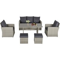 Garten Essgruppe mit Sofa-Set, Lounge & Hocker, ideal für Hof & Balkon, PE Rattan, Grau  Aosom.de von Outsunny