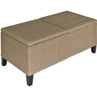 Outsunny Polyrattan Beistelltisch Garten Couchtisch Gartentisch Balkontisch ausziehbar Stahl Khaki 103 x 50 x 45,5 cm von Outsunny