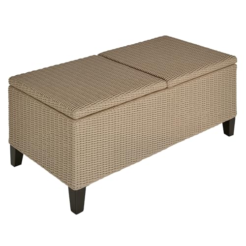 Outsunny Polyrattan Beistelltisch Garten Couchtisch Gartentisch Balkontisch ausziehbar Stahl Khaki 103 x 50 x 45,5 cm von Outsunny