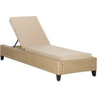 Outsunny Gartenmöbel Polyrattan Gartenliege mit Kissen Sonnenliege 5-stufig verstellbar Stahl Khaki 72 x 198 x 30 cm von Outsunny